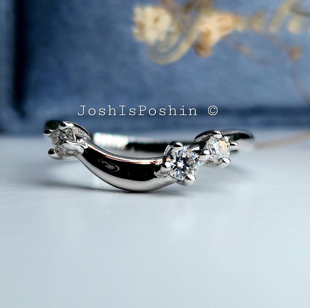 0.13CTW Moissanite ring band in rhodium over sterling silver